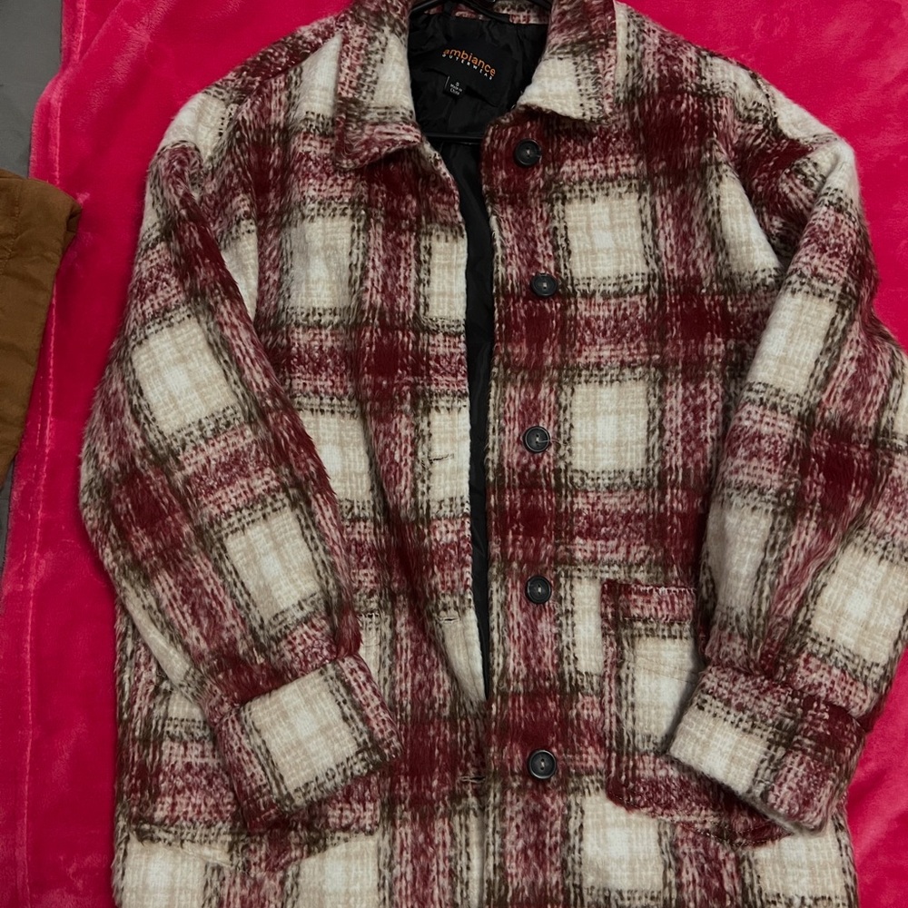Ambiance Red and Cream Plaid Jacket